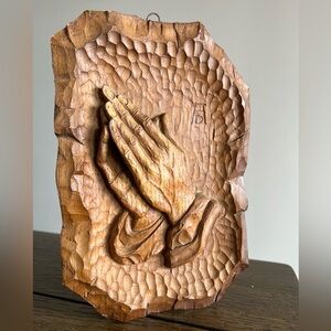 Vintage Albrecht Durer Praying Hands Metal Wood Wall Plaque Made In Germany